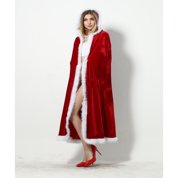 Christmas Cape Dress Up Costume Rød Voksen Santa Claus Cape (4