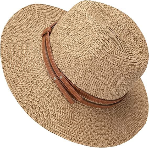 Halmhatt Dam Vikbar Bred Brätte Solhatt UV-skydd Hatt wit