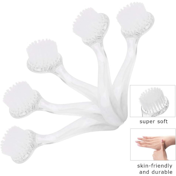 5-pack nagelskrubbborste, dammborste nagelborste med plast