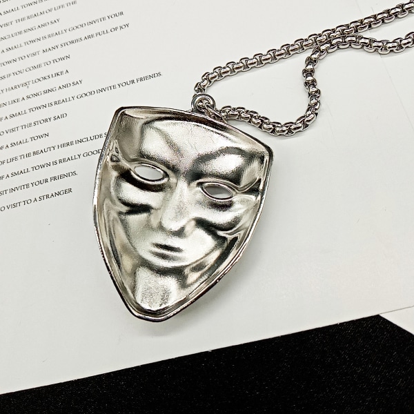 Populær enkel halskjede titan stål smykker kvinnelig klovn maske