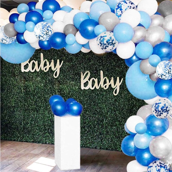 Blå ballong, metallisk krom Blå konfetti lateks heliumballonger