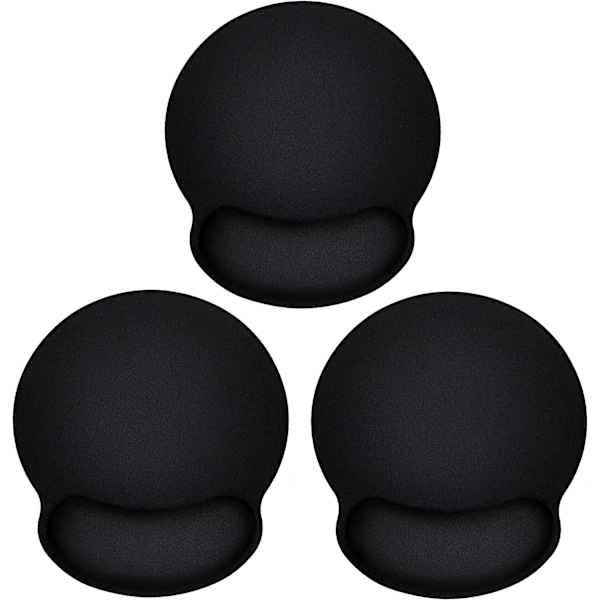 Ergonomisk musematte 3-pakning med håndleddstøtte, rund spill