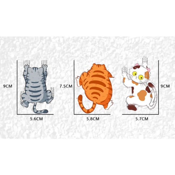 （9*5,7 cm）Kattbilklistremerker, 3D tegneseriedyrkattkattungeklistremerke