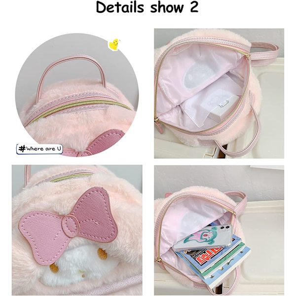 Søt plysj jente skole ryggsekk 3D Kawaii dyr tegneserie Sch