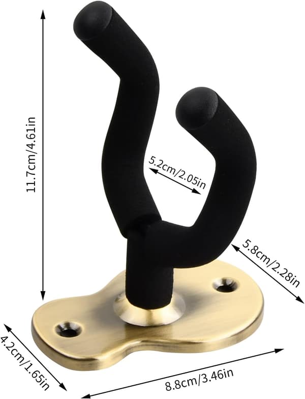 (Brons) Gitarrväggstativ, Set med 2 Metallbasväggstativ, Gitarrväggkrokar med Skruvar, Över Dörr Gitarrkrokar, Banjo Krokar, för Ukulele, Fiol.