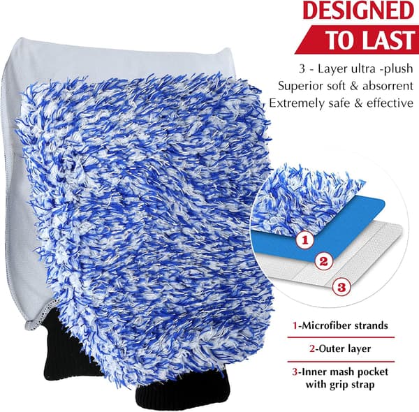 Bilvask Handske, 2 Pak Premium Cyclone Mikrofiber Bilvask Handske (Blå)