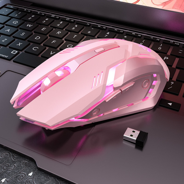 Bluetooth trådløs mus Cute Pink Mute Game Genopladelig Mo