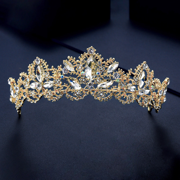 Princess Crystal Queen Crown (gull), Rhinestone Princess Hair Or