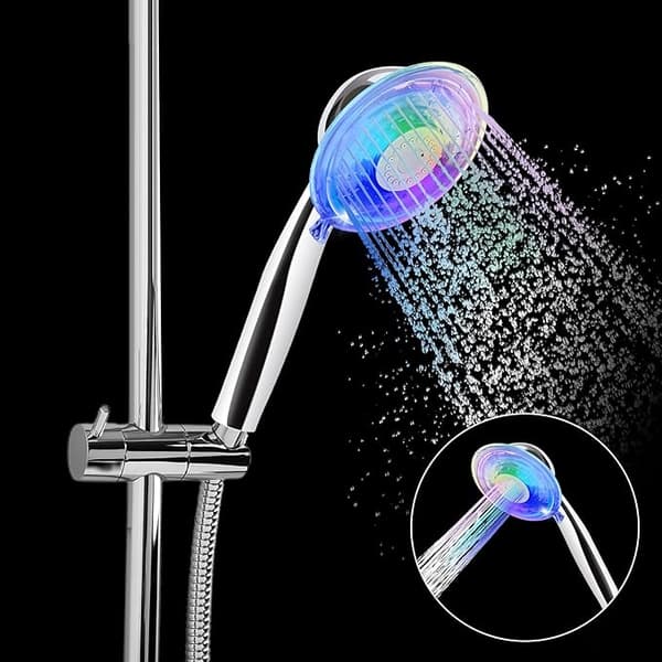 LED Dusjhode med 7 Fargeskiftende Dusjhode - Justerbar Vannstrøm