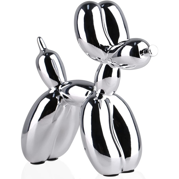 Glänsande galvanisering (silver, 9,5 cm) ballonghundstaty Collectib