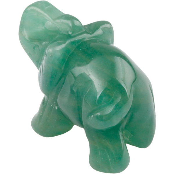 Grøn Aventurin Elefant Lommestatue Køkkenbeskytter Helbredende