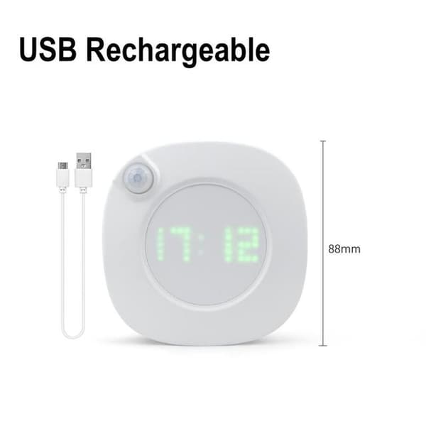 LED PIR Rörelsesensor Väggklocka Lampa 360 Grader USB Modern