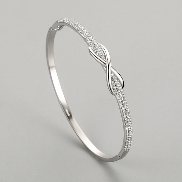 Dam Infinity Armband 7in 925 Silver Pläterad Roséguld Armband
