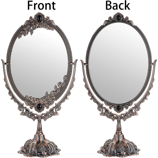 Sminkespeil Vintage dekorativt speil ovalt og dobbeltsidig Mi
