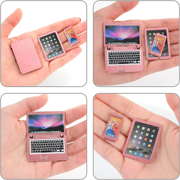 3-pack miniatyrdockor i metall - roséguld för bärbara datorer, surfplattor