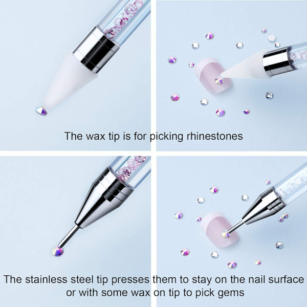 2 stk Rhinestone Picker Dotting Pen, Dobbeltsidig Rhinestone Ge