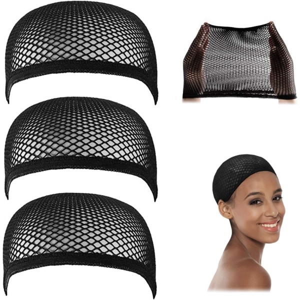 Black 3 piece set - wig net, wig cap for women, wig net