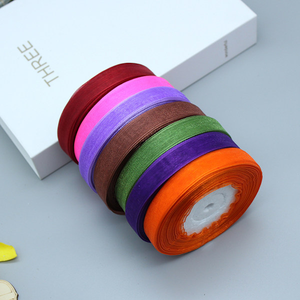Kiinteä Organza-nauha 1 Rulla 50 Jaardia Käsityö Jousi Juhla Koriste Pakkaus Nauhat (vaaleanpunainen, 1/2\"(12mm))