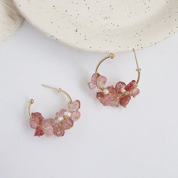 Vintage Yard Wind Natural Pearl Pink Crystal Strawberry Girl