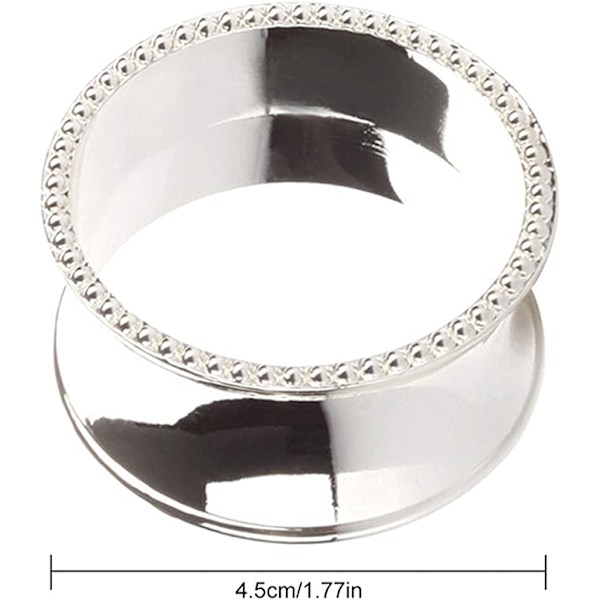 Servettring Set (Silver Bead Edges, 6 st), Servettknapp S