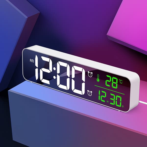 Musta digitaalinen herätyskello, seinäkello Aamuhälytyskello LED Di