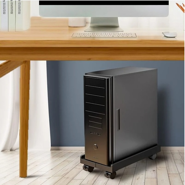 Under Desk PC-Stativ: Mobilt CPU-Stativ med Låsningsbara Hjul, Halksäker PC-Tornstativ Justerbar Storlek, PC-Tornstöd Ca