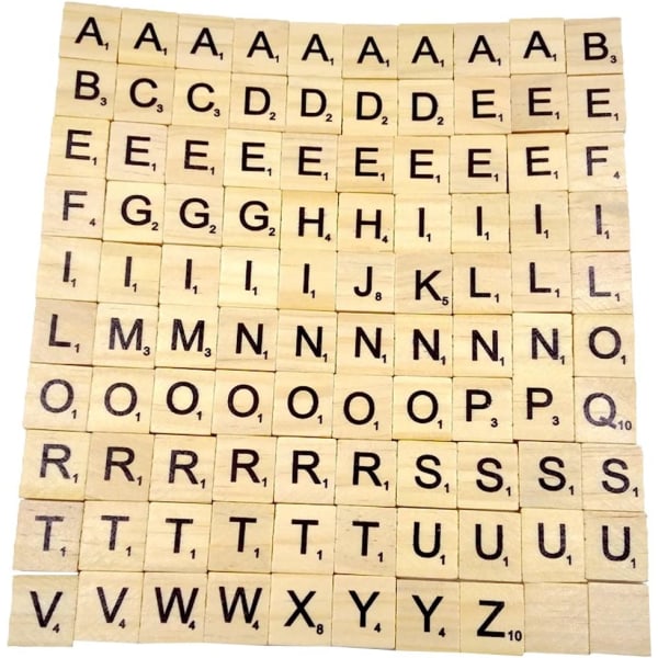 Trebokstaver fra puslespill alfabeter A til Å, 100 Tre, svart