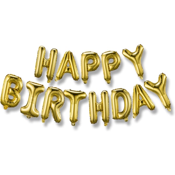 16 Inch Happy Birthday Banner (3D Gold Lettering) Mylar Foil Let