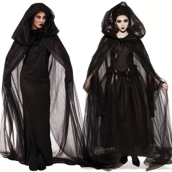 Halloween kostume voksen heksekjole heksekjole sort gaze