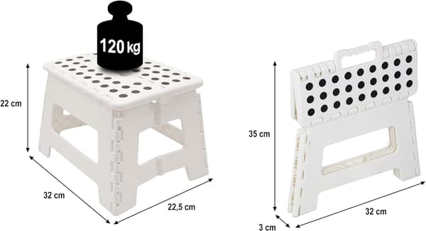 Stegpall, Plast, Vit, Liten Storlek, Bärbar