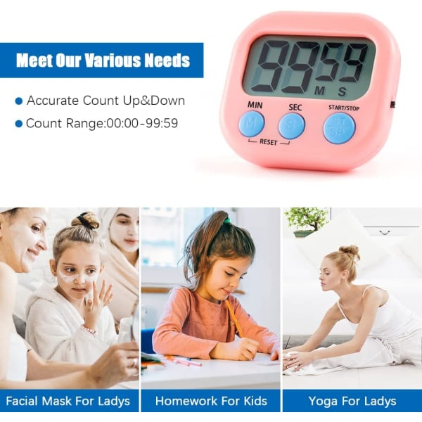 Magnetisk kökstimer med stor LCD-skärm (pulver), Timers fo