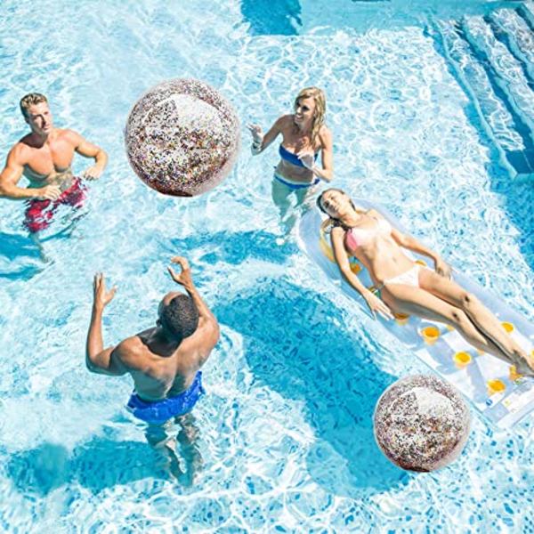 5 stk. strandbold jumbo pool legetøj bolde kæmpe konfetti glimmer