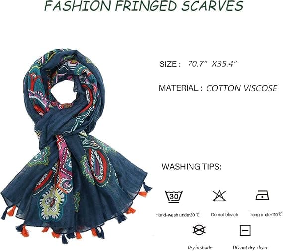 1PCS Boho Scarf för kvinnor Blommönster Blommigt tryck Lätt