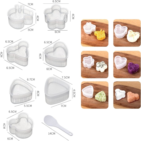 7-delt sushiform, PP-plast risballform, transparent bento