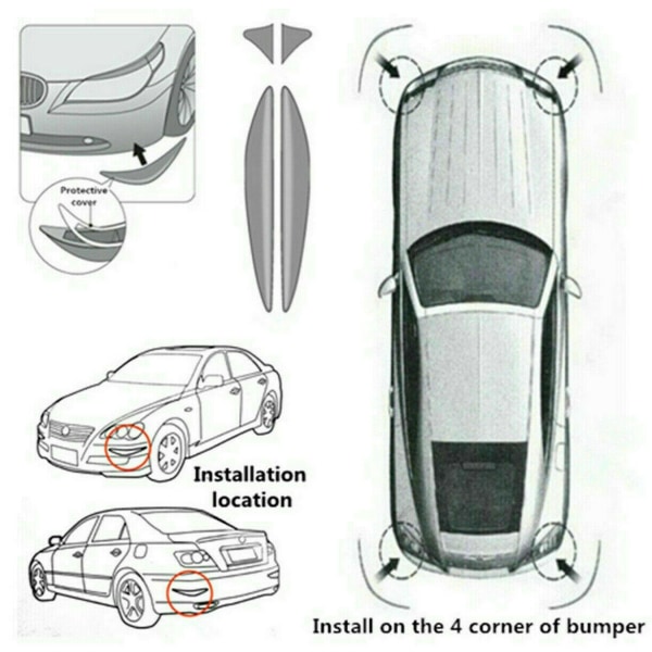 2 stk Auto Bil Støtfanger Hjørne Beskytter Deksel 3D Klistremerker Beskytter Gu