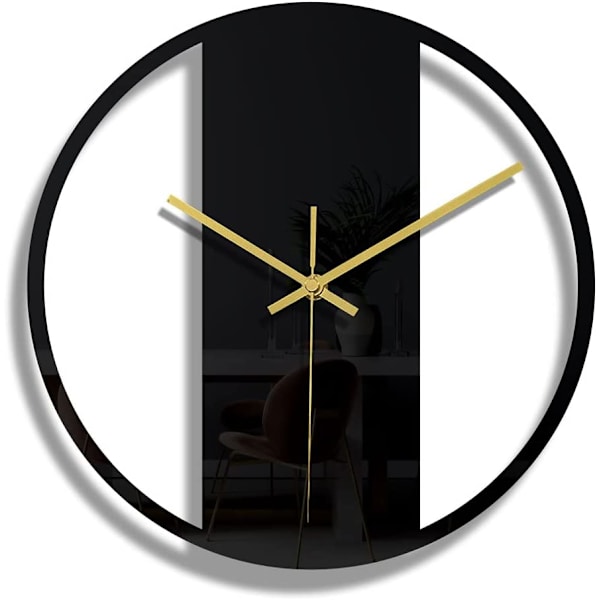 （CC308）Svart rund väggklocka DIY tyst modern design vägg