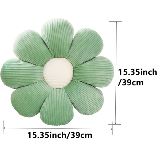 2st Blomkudde - Grön & Vit Daisy Flower Formed Throw Pil