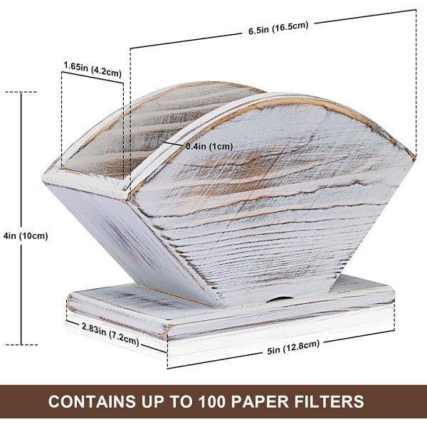 Kaffe Filterholder i fyrretræ, uden filterpapir, Kaffe Filter Pa