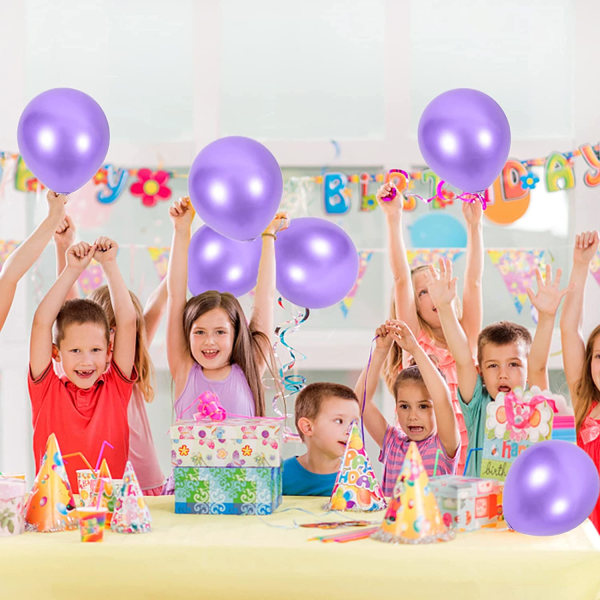 50 stykker lilla ballon, fødselsdagsballoner, metalballoner, 12