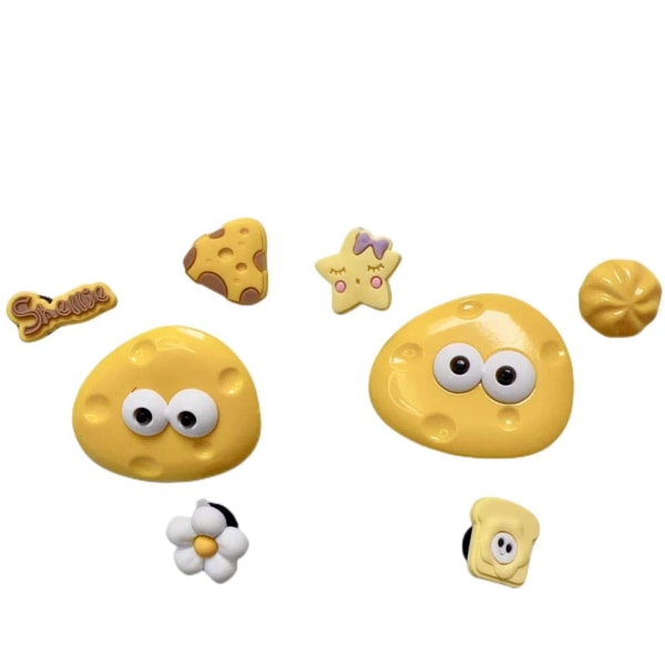 8 st 3D gula träskor sandaler prydnader, skosmycken, söta skosmycken