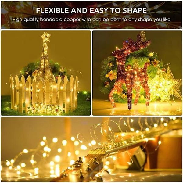 2 pak Fairy Lights USB-drevet, 10m/32,8ft 100 LED Kobbertråd M