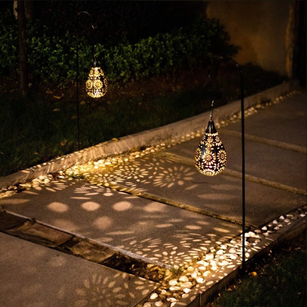 Hengende Solar Lights Utendørs, Hage Lantern Led Flower