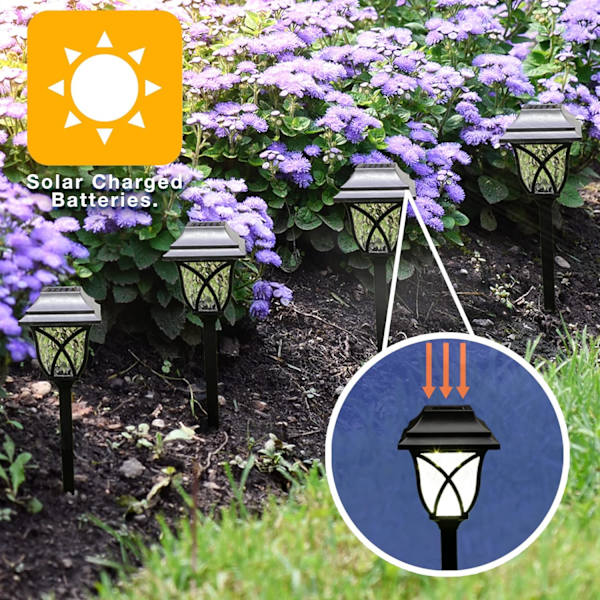 (Varm belysning) Solcellslampor för gångväg (2-pack) - Utomhus LED-lampor,
