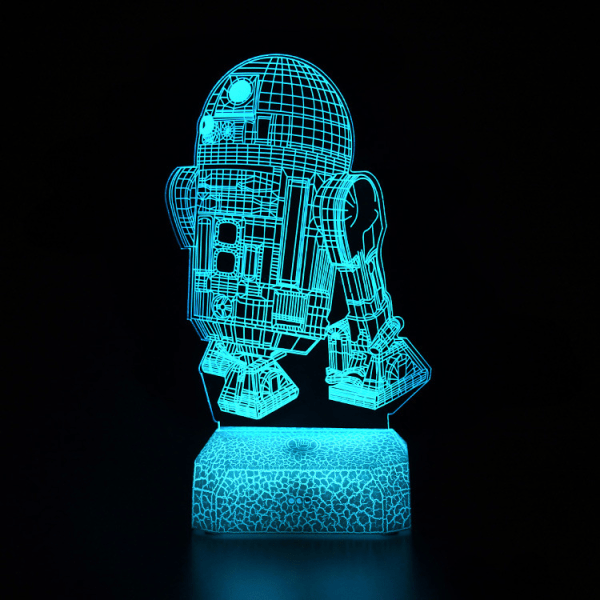 3D Illusion LED Robot Nattlys, 7 Farger Gradient Touch Bryter