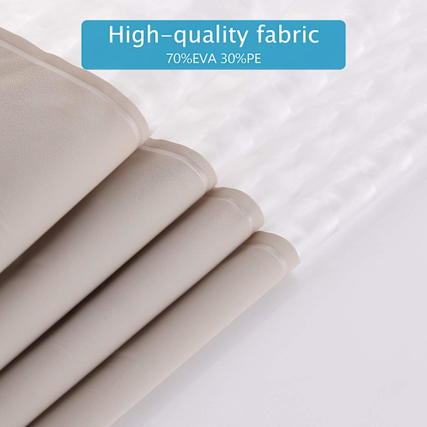 Dusjforheng 180x180cm Vanntett Semi-Transparent EVA Badeforheng for Bad - Beige J