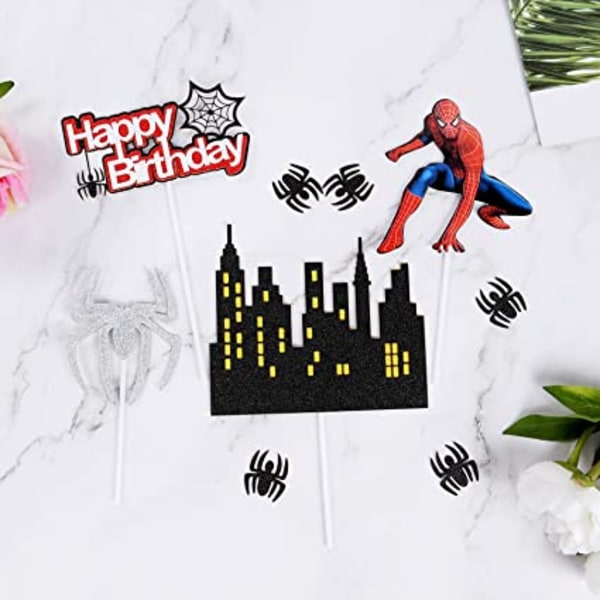 Spiderman-kakunpäälliset 9kpl Syntymäpäiväkakunpäälliset supersankarijuhlat