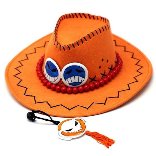 Anime Portgasd Ace Cowboyhatt Cosplay Hatt Pirater Mössa Mocka