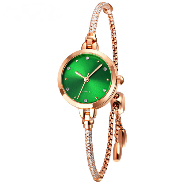 (Grön) Watch för kvinnor, analog watch Diamantbelagt hängslen