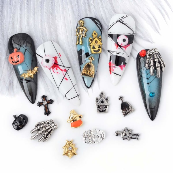 3D Nails Art Halloween Decals Dekoration Negle Studs Metal DIY Na