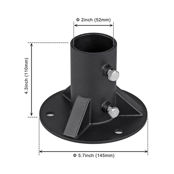 Metallrekkverk Gulvflens (52mm Inner Diameter) for Gjerde/Postkasse